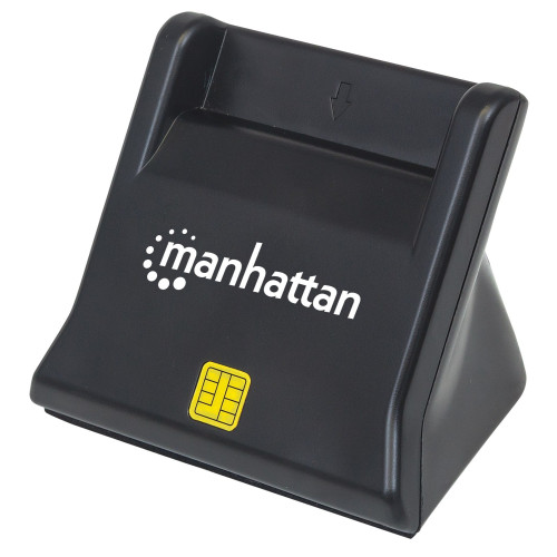 Manhattan USB-A Smart/SIM Card Reader, 480 Mbps (USB 2.0), Desktop Standing, Friction Type compatible, Hi-Speed USB, Cable 86cm, Black, Three Year Warranty