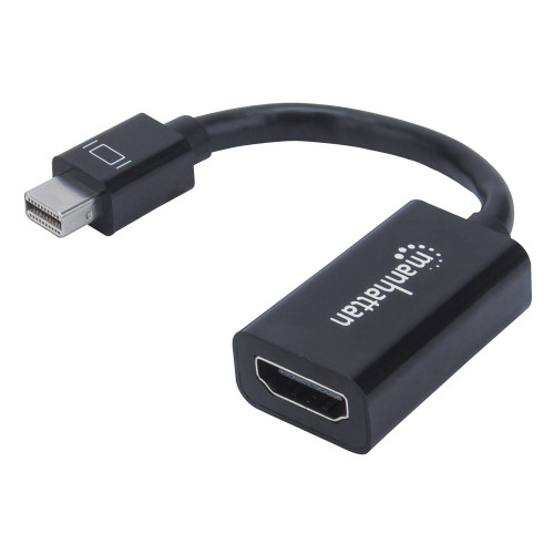 Manhattan Mini DisplayPort 1.2 to HDMI Adapter Cable, 1080p@60Hz, 12cm, Male to Female, Black, Three Year Warranty, Equivalent to MDP2HDMI