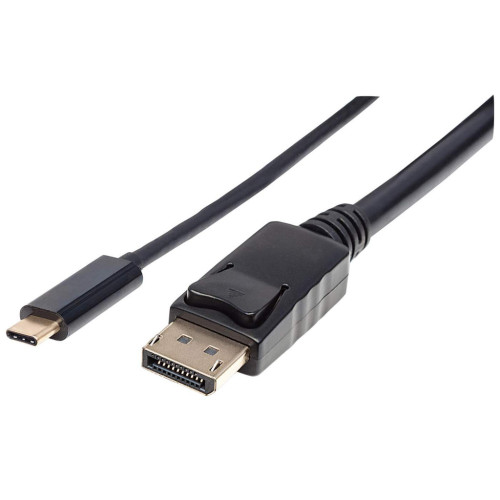 Manhattan USB-C to DisplayPort Cable, 4K@60Hz, 2m, Male to Male, Black, Not Bi-Directional, Three Year Warranty, Equivalent to CDP2DP2MBD