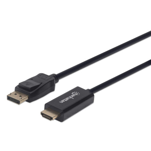 Manhattan DisplayPort 1.2 to HDMI Cable, 4K@60Hz, 1.8m, Male to Male, DP With Latch, Black, Not Bi-Directional, Three Year Warranty, Equivalent to 6F-DP-HDMI-4K60-HDR (except 20cm shorter)