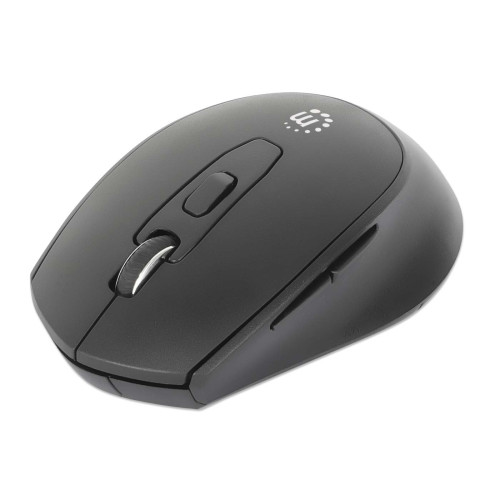 Manhattan MW6020 Wireless Mouse, Black, Adjustable 800/1200/1600dpi via top-mount push-button control, 2.4Ghz (effective range up to 10m), USB, Optical, Ambidextrous, Six Button with Scroll W