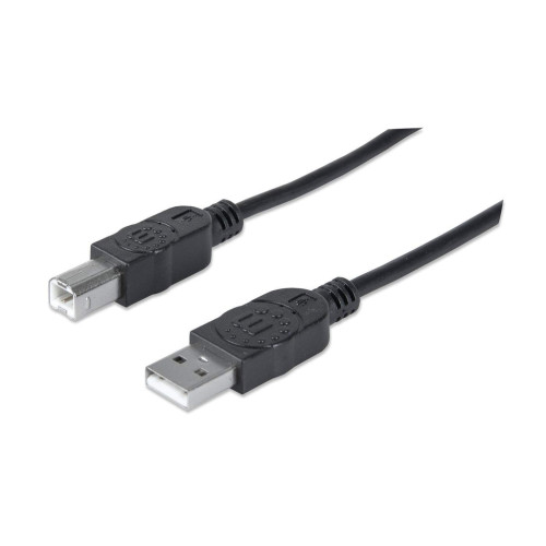 Manhattan USB-A to USB-B Cable, 5m, Male to Male, 480 Mbps (USB 2.0), Hi-Speed USB, Black, Lifetime Warranty, Equivalent to USB2HAB5M.