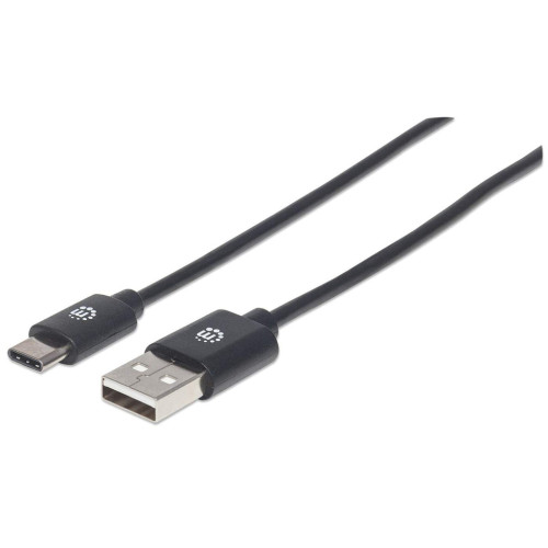 Manhattan USB-C to USB-A Cable, 1m, Male to Male, Black, 480 Mbps (USB 2.0), Hi-Speed USB, Lifetime Warranty, Equivalent to USB2AC1M