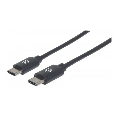 Manhattan USB-C to USB-C Cable, 50cm, Male to Male, Black, 480 Mbps (USB 2.0), Hi-Speed USB, Lifetime Warranty, Equivalent to USB2CC50CM