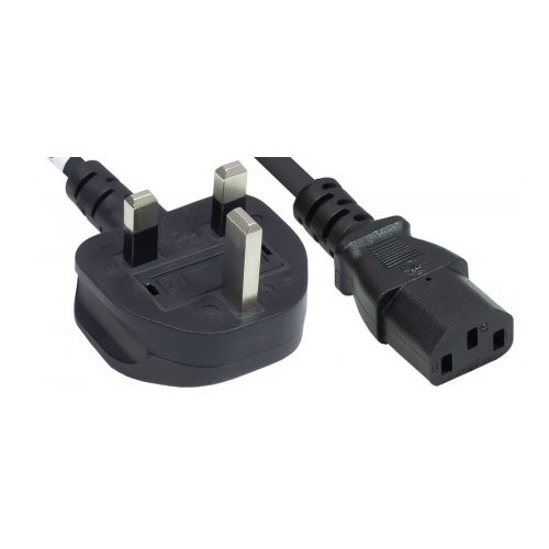 Manhattan Power Cord/Cable, UK 3-pin plug to C13 Female (kettle lead), 1.8m, 10A, Black, Lifetime Warranty