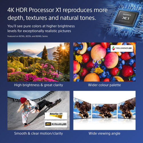 Sony FW-75BZ40L Signage Display Digital signage flat panel 190.5 cm (75") LCD Wi-Fi 700 cd/mÂ² 4K Ultra HD Black Android 24/7 - FW-75BZ40L