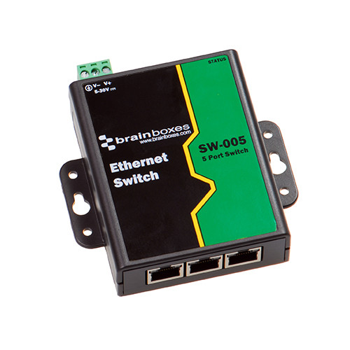 Brainboxes SW-005 network switch Unmanaged Fast Ethernet (10/100) Black, Green