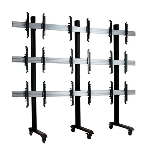 B-Tech SYSTEM X - 3 x 3 Universal Mobile Videowall Mounting System with Micro-Adjustment for 55-60" screens