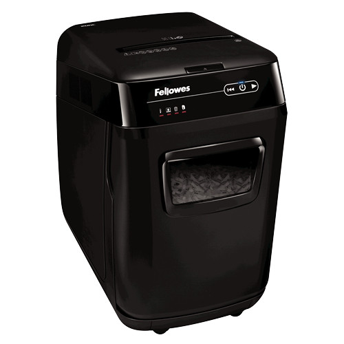 Fellowes Paper Shredder 200 Sheet Auto Feed Cross Cut Shredder AutoMax 200C Shredder with 32 Litre Bin High Security P4
