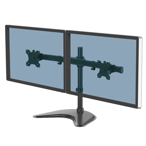 Fellowes Dual Monitor Arm - Seasa Freestanding Monitor Mount for 8KG 27 inch Screens - Ergonomic Adjustable Monitor Arm - Tilt 45Ã‚Â° Pan 120Ã‚Â° Rotation 360Ã‚Â°, VESA 75 x 75/100 x 100 - Black