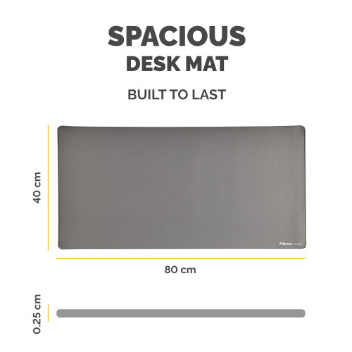 Fellowes Computer Desk Mat with Non-Slip Base Breyta Desk Mat with Antibacterial Protection Grey - 100139321