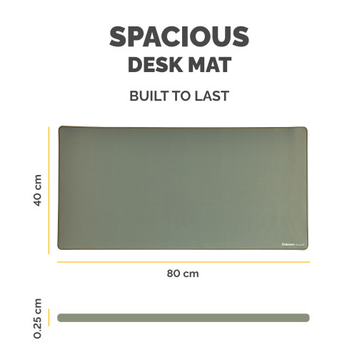 Fellowes Computer Desk Mat with Non-Slip Base Breyta Desk Mat with Antibacterial Protection Sage - 100139323