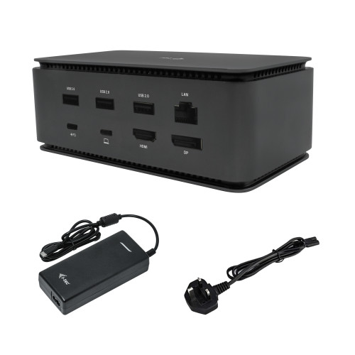 i-tec USB4 Metal Docking station Dual 4K HDMI DP with Power Delivery 80 W + Universal Charger 100 W