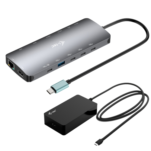 i-tec Metal USB-C Nano 3x Display Dock, 2x HDMI 1x USB-C video with Power Delivery 140W + Universal Charger 140 W - C31NANOTRIPLED140UK