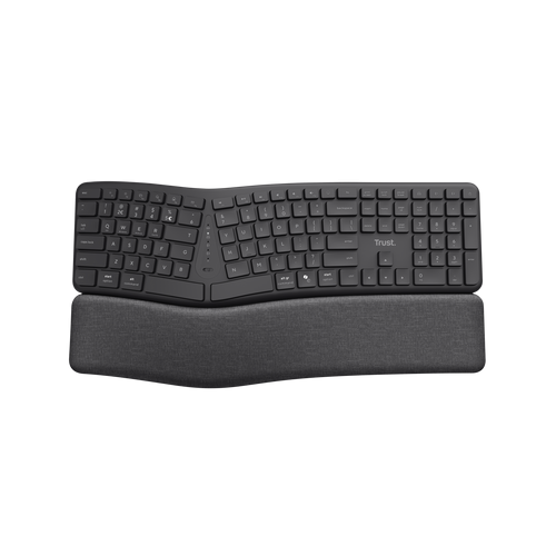 Trust Keyra Ergonomic multidevice wireless keyboard - Black - 25707