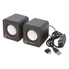 Manhattan 2600 Series Speaker System, Two Speakers, Black/Orange, USB for Stereo Audio and Power, Output: 2x 3W, Decent Sound, Integrated rotary volume control, USB-C/USB-A Adapter, Cable 1.4
