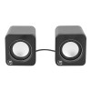 Manhattan 2600 Series Speaker System, Two Speakers, Black/Silver, USB for Stereo Audio and Power, Output: 2x 3W, Decent Sound, Integrated rotary volume control, USB-C/USB-A Adapter, Cable 1.4